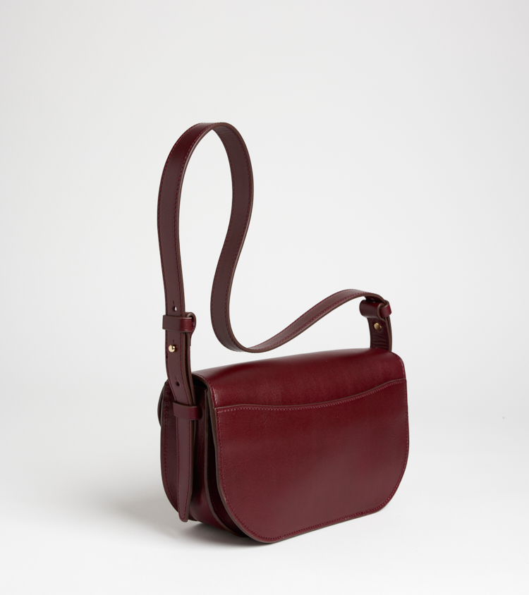 Bolso Maggie burdeos en piel de becerro 